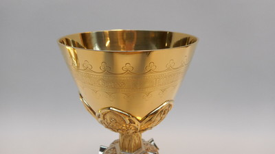 Exceptional Chalice By :  J.J.Dehin  style Gothic - style en Full - Silver / Enamel, Liege - Belgium  19 th century ( Anno 1885 )