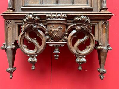 Exceptional Hanging Clock Height 160 Cm. style Gothic - Style en Oak Wood , France 19 th century