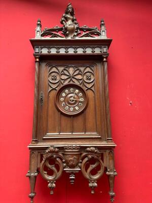 Exceptional Hanging Clock Height 160 Cm. style Gothic - Style en Oak Wood , France 19 th century