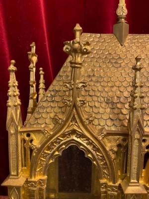 Exceptional Reliquary Height 64 Cm ! style Gothic - style en Bronze / Gilt, France 19 th century ( Anno 1865 )
