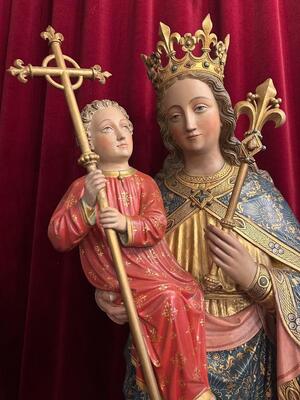 1 Gothic - Style Exceptional St. Mary With Child Sculpture By : Architect Bressers-Blanchaert.