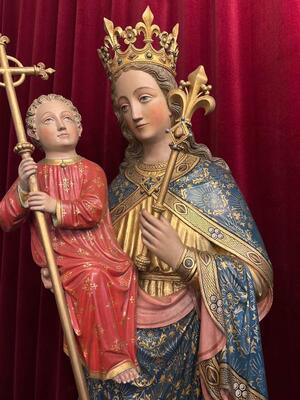 1 Gothic - Style Exceptional St. Mary With Child Sculpture By : Architect Bressers-Blanchaert.