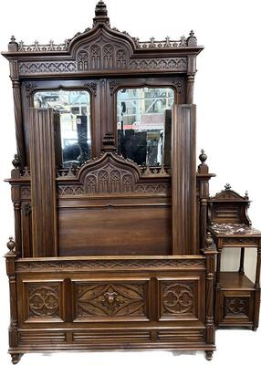Gothic Bedroom  style Gothic - Style en Walnut wood , France 19 th century