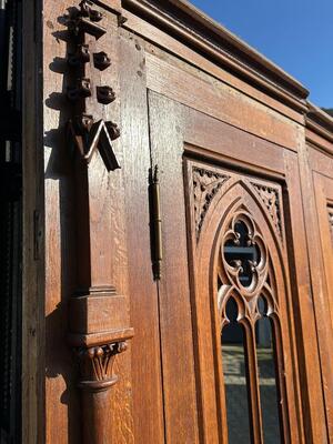 High Quality Confessional Doors style Gothic - Style en Solid - Oak wood, Belgium  19 th century