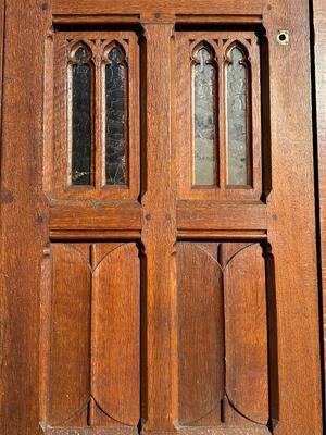 High Quality Confessional Doors style Gothic - Style en Solid - Oak wood, Belgium  19 th century