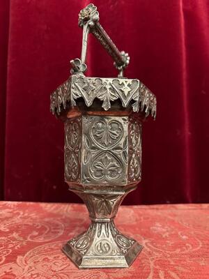 Holy Water Holder style Gothic - Style en Bronze / Silver Plated, France 19 th century ( Anno 1840 )