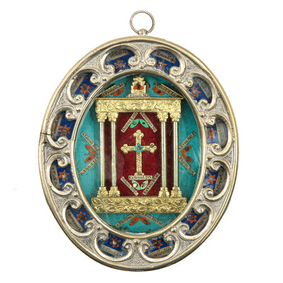 1 Gothic - Style Large Multi Reliquary - Relics Holy Family & Multiple Important Saints