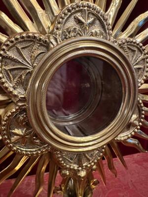 Monstrance  style Gothic - Style en Brass / Bronze / Polished and Varnished / Glass, Belgium  19 th century ( Anno 1885 )