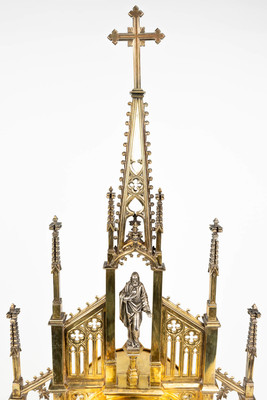 Monstrance  Xaver Hellner (1819-1901)   style Gothic - style en Full - Silver Gilt, Bruxelles Belgium 19 th century