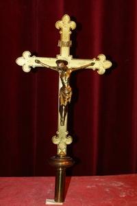 Processional - Cross style Gothic - style en Bronze / Gilt, Belgium 19th century