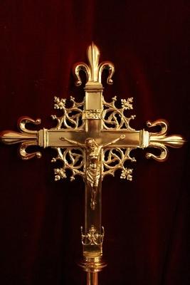 Processional - Cross style Gothic - style en Bronze / Polished and Varnished, France 19th century