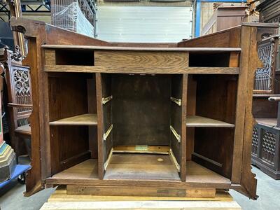 Pulpit Build Into Small Barr style Gothic Style  en Oak Wood, Belgium 19th Century