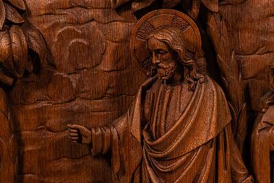 Relief  style Gothic -  Style  en Hand -Carved Wood Oak, 19th Century