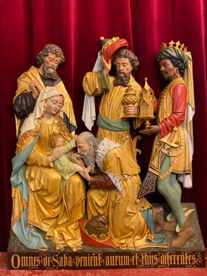 Relief Adoration Of The Three Magi By: Mengelberg style Gothic - style en Hand - Carved Wood , Utrecht - Netherlands