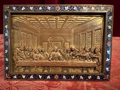 Relief Last Supper style Gothic - Style en Brass / Bronze / Enamel, France 19 th century ( Anno 1887 )