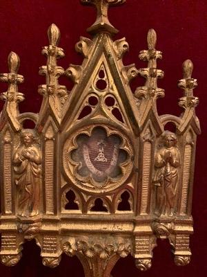 Reliquary Relic Of The True Cross style Gothic - style en Bronze / Gilt, France 19th century ( anno 1875 )
