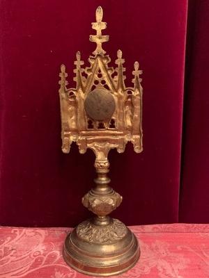 Reliquary Relic Of The True Cross style Gothic - style en Bronze / Gilt, France 19th century ( anno 1875 )