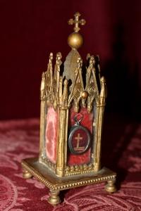 Reliquary - Relic Of The True Cross style Gothic - style en Bronze / Gilt, France 19th century