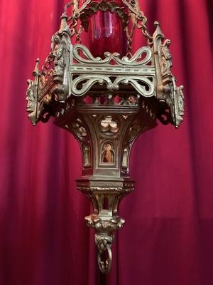 Sanctuary Lamp style Gothic - style en Bronze / Gilt, France 19 th century ( Anno 1884 )