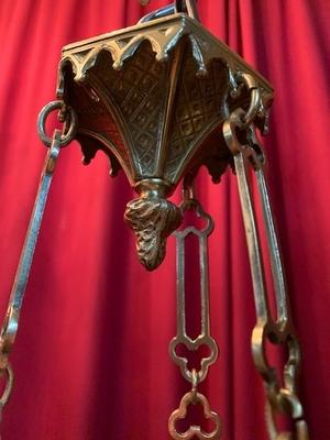 Sanctuary Lamp style Gothic - style en Bronze / Polished and Varnished, France 19th century ( anno 1875 )