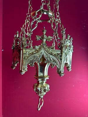 Sanctuary Lamp style Gothic - Style en Bronze / Polished and Varnished, France 19 th century ( Anno 1885 )