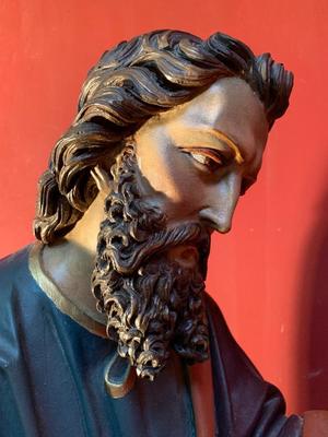 Sculpture  Apostle   style Gothic - style en Wood Polychrome, Italy 19 th century