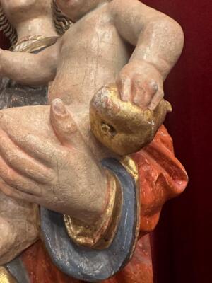 Sculpture Madonna & Child style Gothic - Style en Hand - Carved Wood , Southern Germany 19 th century