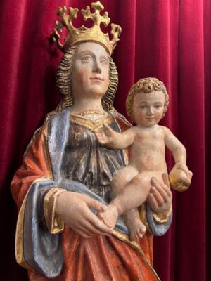 Sculpture Madonna & Child style Gothic - Style en Hand - Carved Wood , Southern Germany 19 th century