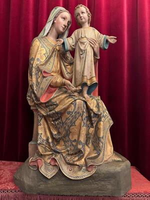 Sedes Sapientiae / St. Mary With Child style Gothic - Style en Plaster, Belgium  19 th century ( Anno 1865 )