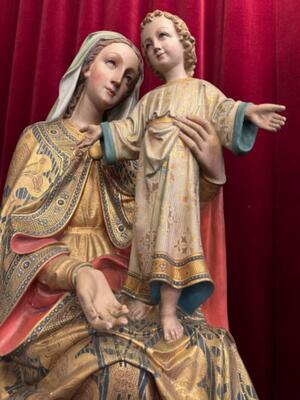 Sedes Sapientiae / St. Mary With Child style Gothic - Style en Plaster, Belgium  19 th century ( Anno 1865 )