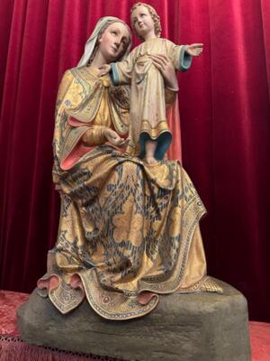 Sedes Sapientiae / St. Mary With Child style Gothic - Style en Plaster, Belgium  19 th century ( Anno 1865 )