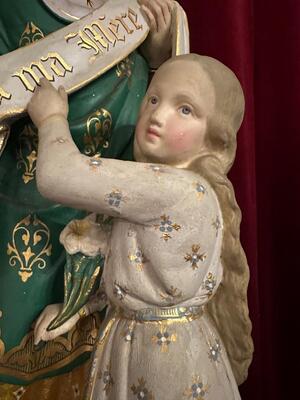 St. Anne Statue style Gothic - Style en Plaster polychrome, France 19 th century ( Anno 1875 )