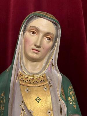 St. Anne Statue style Gothic - Style en Plaster polychrome, France 19 th century ( Anno 1875 )