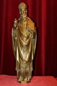 St. Augustinus style Gothic - style en Full Bronze / Gilt, Belgium 19th century