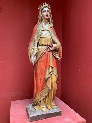 St. Barbara Statue style Gothic - Style en wood polychrome, Belgium 19th century ( anno 1870 )