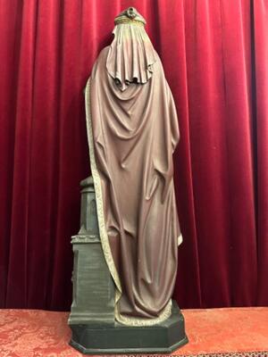 St. Barbara Statue Sculpture style Gothic - Style en Hand - Carved Wood , Belgium  19 th century ( Anno 1885 )