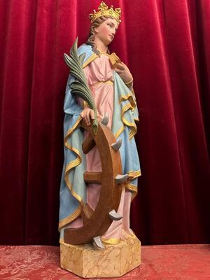 St. Catherine Statue style Gothic - Style en Terra - Cotta Polychrome, France 19 th century ( Anno 1885 )