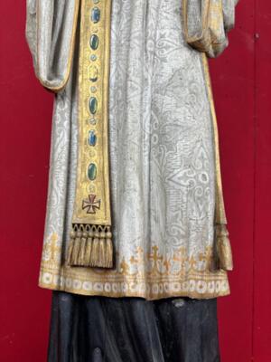 St. Francis Xavier Sculpture style Gothic - Style en Fully Hand - Carved Wood Polychrome , Belgium  19 th century