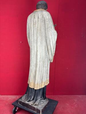 St. Francis Xavier Sculpture style Gothic - Style en Fully Hand - Carved Wood Polychrome , Belgium  19 th century