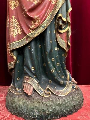 St. Joachim Sculpture style Gothic - Style en Hand - Carved Wood Polychrome , Belgium  19 th century ( Anno 1865 )