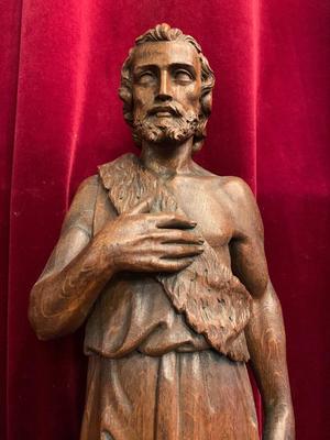 St. John The Baptist style Gothic - Style en hand-carved wood Oak, Belgium 19th century ( anno 1875 )
