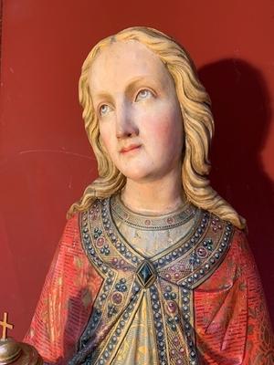 St. Maria Magdalena style Gothic - style en hand-carved wood polychrome, Belgium 19th century