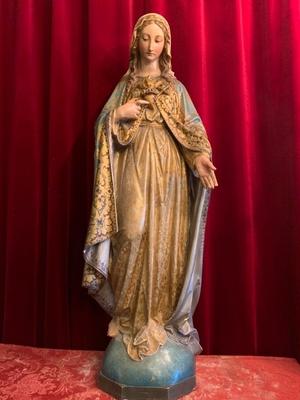 St. Mary Statue style Gothic - style en PLASTER POLYCHROME, France 19th century ( anno 1890 )