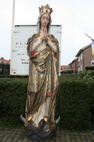 St. Mary Statue style Gothic - style en wood polychrome, Belgium 19th century / Anno 1865