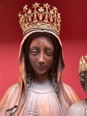 St. Mary With Child style Gothic - style en hand-carved wood , Belgium 19th century
