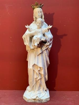 St. Mary With Child Cast Iron Weight 72 Kgs ! style Gothic - style en Cast Iron, France 19th century