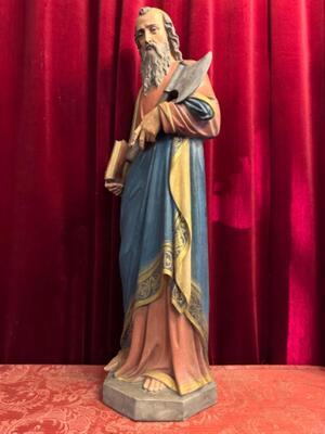 St. Matthias Statue style Gothic - Style en Terra - Cotta Polychrome, France 19 th century ( Anno 1885 )