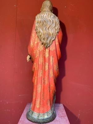 St. Veronica Statue  style Gothic - style en hand-carved wood polychrome, Belgium 19th century