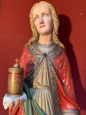 St. Veronica Statue  style Gothic - style en hand-carved wood polychrome, Belgium 19th century