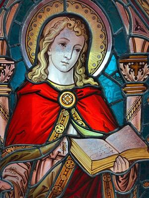 1 Gothic - Style Stained Glass Window St. John